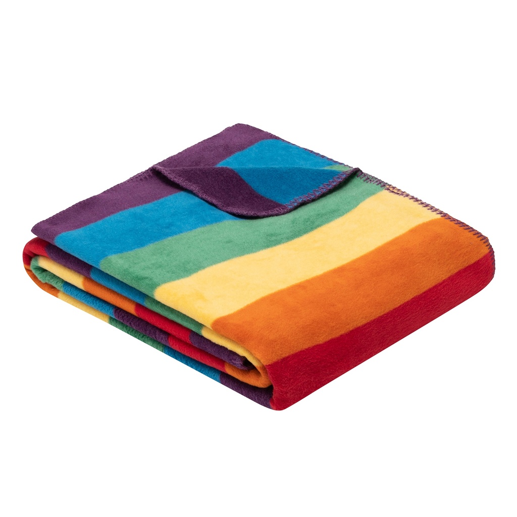 Vibrant Rainbow Stripe Throw Blanket by IBENA