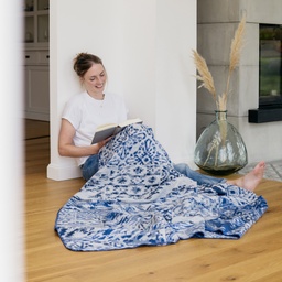 Royal Blue Southwestern Cotton Blend Throw Blanket by IBENA